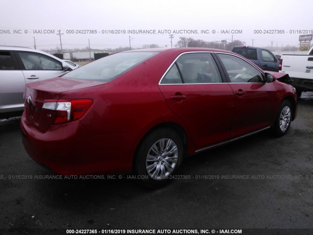 4T1BF1FK0EU785153 - 2014 TOYOTA CAMRY L/SE/LE/XLE RED photo 4
