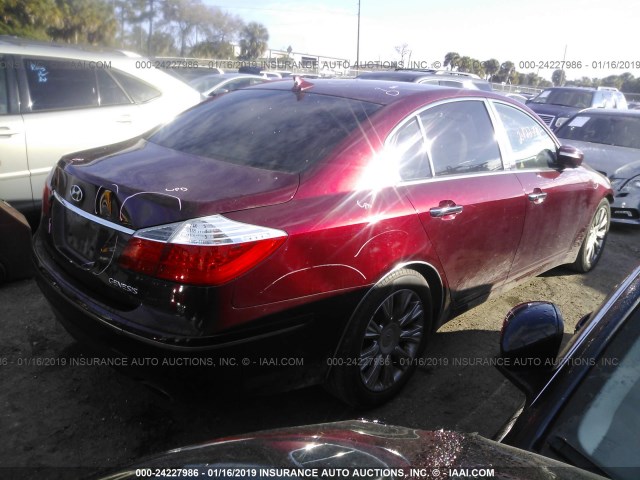 KMHGC46E59U022190 - 2009 HYUNDAI GENESIS 3.8L MAROON photo 4