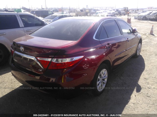 4T1BF1FK9GU614582 - 2016 TOYOTA CAMRY LE/XLE/SE/XSE წითელი ფოტო 4