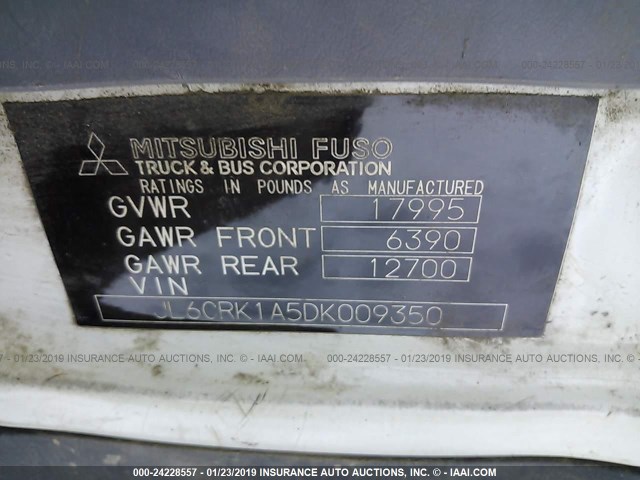 JL6CRK1A5DK009350 - 2013 MITSUBISHI FUSO TRUCK FE FEC92S Unknown photo 9