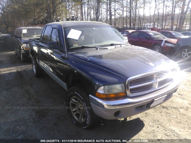 1B7GL2AX31S137307 - 2001 DODGE DAKOTA QUAD BLUE photo 1