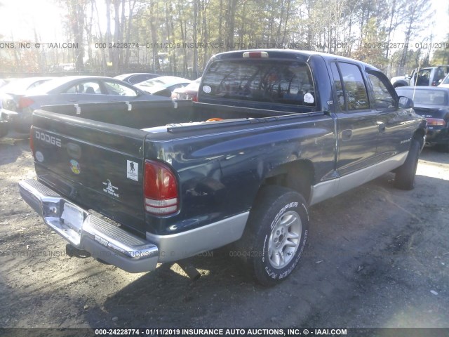 1B7GL2AX31S137307 - 2001 DODGE DAKOTA QUAD BLUE photo 4