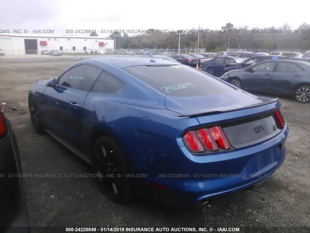1FA6P8CF9H5343172 - 2017 FORD MUSTANG GT BLUE photo 3