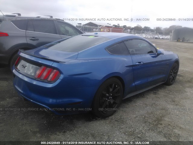 1FA6P8CF9H5343172 - 2017 FORD MUSTANG GT BLUE photo 4