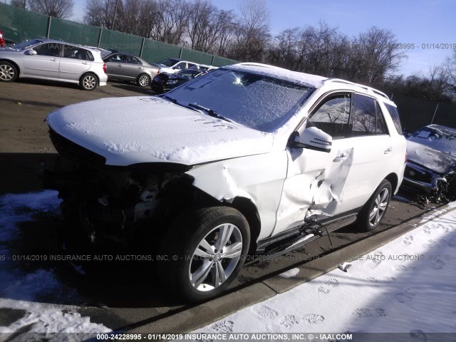 4JGDA5HB0EA437530 - 2014 MERCEDES-BENZ ML 350 4MATIC WHITE photo 2