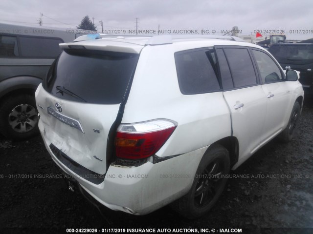 JTEES42A092137045 - 2009 TOYOTA HIGHLANDER LIMITED WHITE photo 4