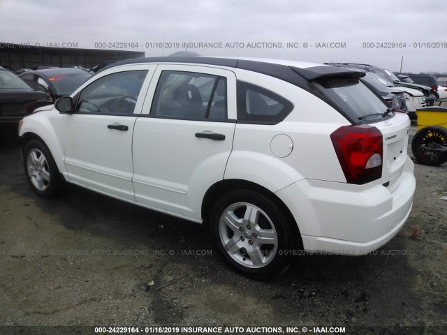 1B3HB48B57D564712 - 2007 DODGE CALIBER SXT WHITE photo 3