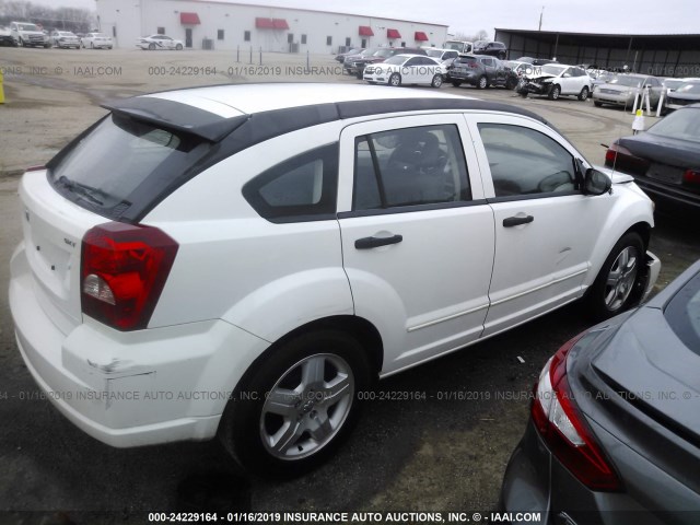 1B3HB48B57D564712 - 2007 DODGE CALIBER SXT WHITE photo 4