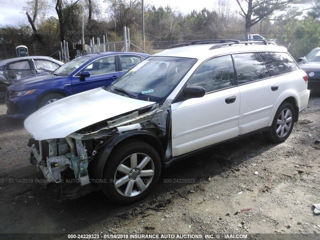 4S4BP61C087325536 - 2008 SUBARU OUTBACK 2.5I WHITE photo 2