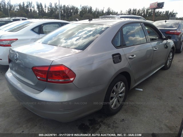 1VWAH7A32CC089343 - 2012 VOLKSWAGEN PASSAT S GRAY photo 4