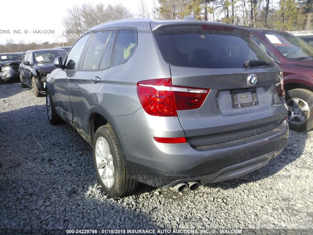 5UXWX9C57H0D96510 - 2017 BMW X3 XDRIVE28I GRAY photo 3