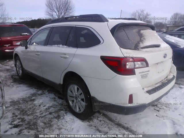 4S4BSAFC7F3337374 - 2015 SUBARU OUTBACK 2.5I PREMIUM WHITE photo 3