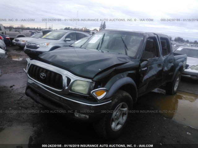 5TEHN72NX3Z294209 - 2003 TOYOTA TACOMA DOUBLE CAB GREEN photo 2