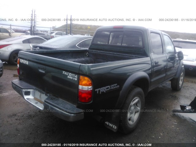 5TEHN72NX3Z294209 - 2003 TOYOTA TACOMA DOUBLE CAB GREEN photo 4