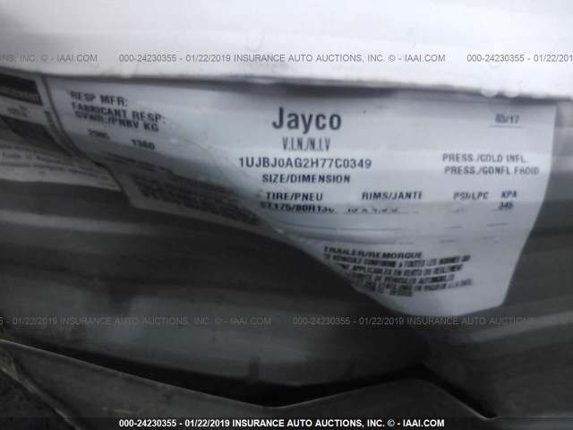 1UJBJ0AG2H77C0349 - 2017 JAYCO JAYFL184BH  WHITE photo 9