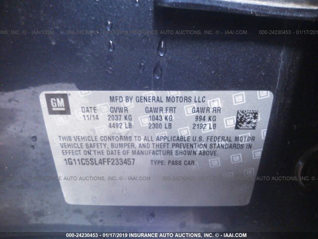 1G11C5SL4FF233457 - 2015 CHEVROLET MALIBU 1LT 蓝色 照片 9