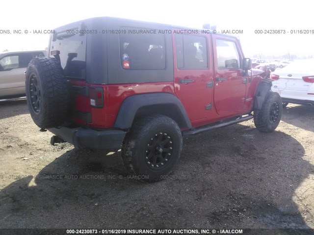 1J4GA69159L713749 - 2009 JEEP WRANGLER UNLIMITE RUBICON RED photo 4