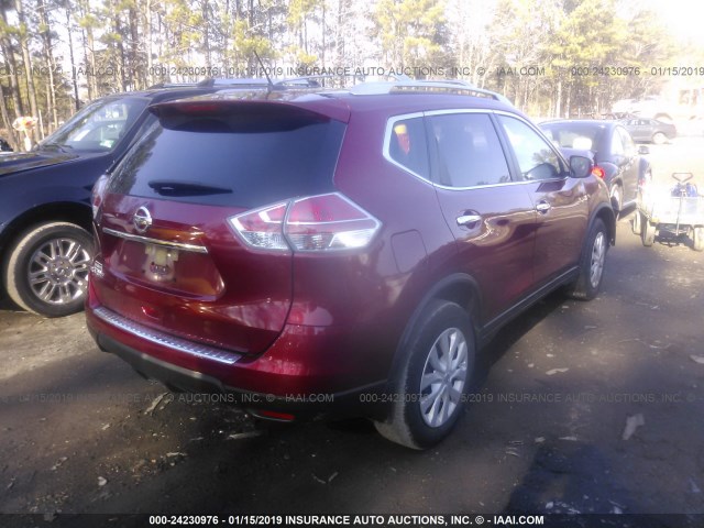 JN8AT2MTXGW026077 - 2016 NISSAN ROGUE S/SL/SV MAROON photo 4