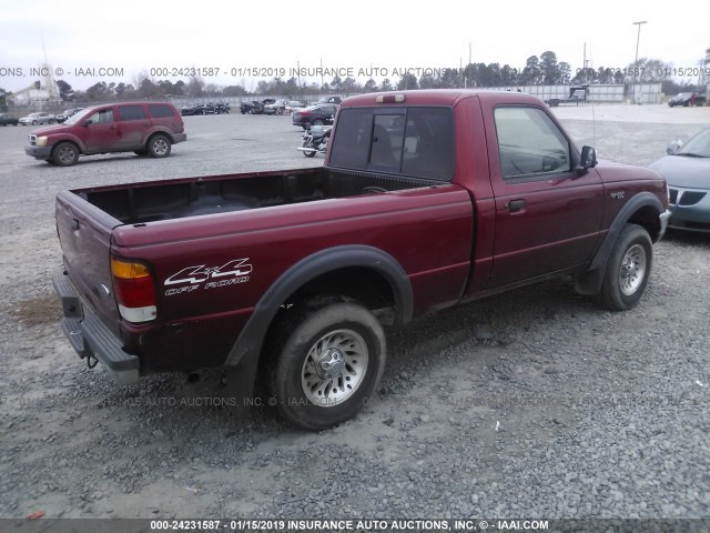 1FTYR11X6XPA85406 - 1999 FORD RANGER RED photo 4