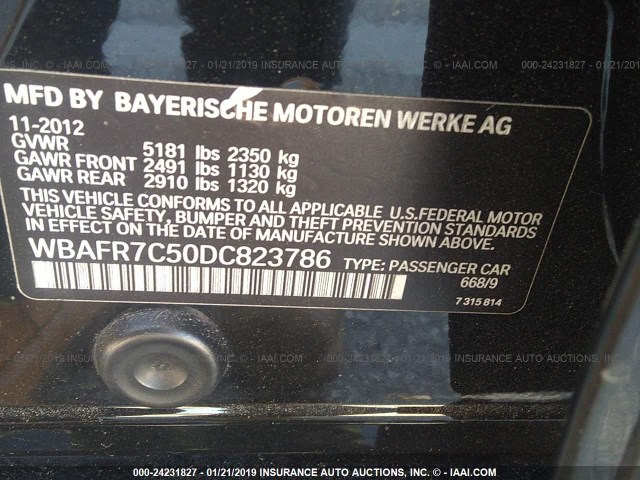 WBAFR7C50DC823786 - 2013 BMW 535 I BLACK photo 9