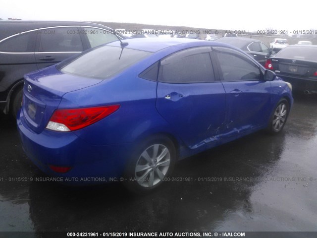 KMHCU4AE3CU224696 - 2012 HYUNDAI ACCENT GLS/GS/SE BLUE photo 4