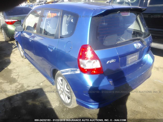 JHMGD38618S003484 - 2008 HONDA FIT SPORT BLUE photo 3