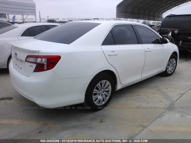 4T4BF1FKXDR311103 - 2013 TOYOTA CAMRY L/SE/LE/XLE WHITE photo 4