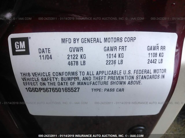 1G6DP567650165527 - 2005 CADILLAC CTS HI FEATURE V6 RED photo 9