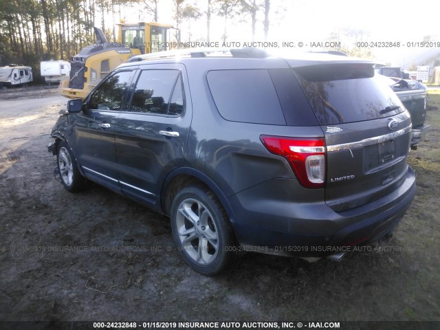 1FM5K7F83FGB90734 - 2015 FORD EXPLORER LIMITED GRAY photo 3