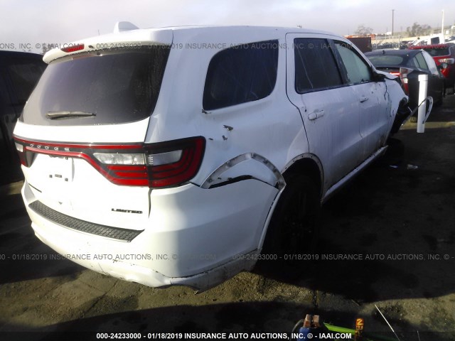 1C4RDHDG7FC709386 - 2015 DODGE DURANGO LIMITED WHITE photo 4