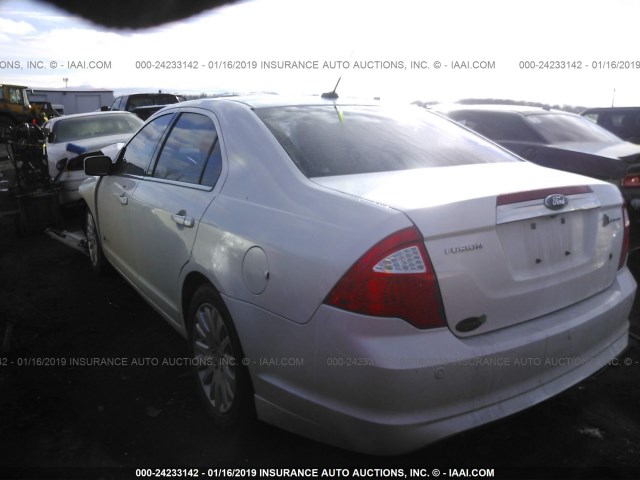 3FADP0L32AR308426 - 2010 FORD FUSION HYBRID WHITE photo 3