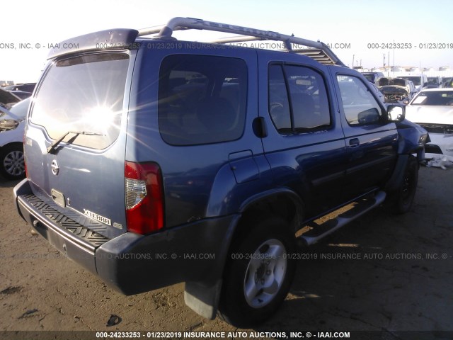 5N1ED28T31C517406 - 2001 NISSAN XTERRA XE/SE BLUE photo 4