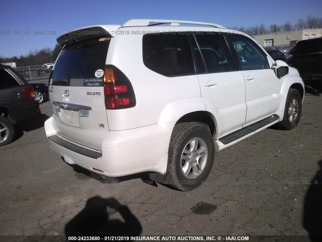 JTJBT20X350072095 - 2005 LEXUS GX 470 WHITE photo 4