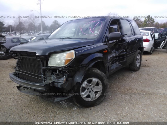 5FNYF28137B003447 - 2007 HONDA PILOT LX BLACK photo 2