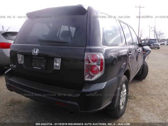 5FNYF28137B003447 - 2007 HONDA PILOT LX BLACK photo 4