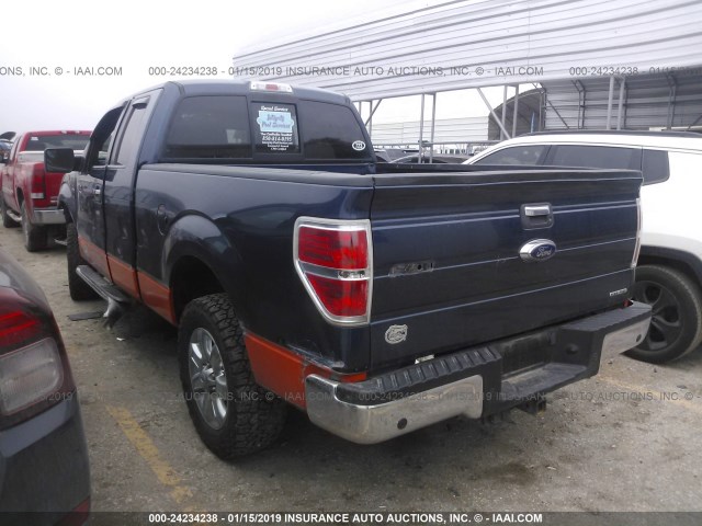 1FTFX1CF1EFB44169 - 2014 FORD F150 SUPER CAB BLUE photo 3