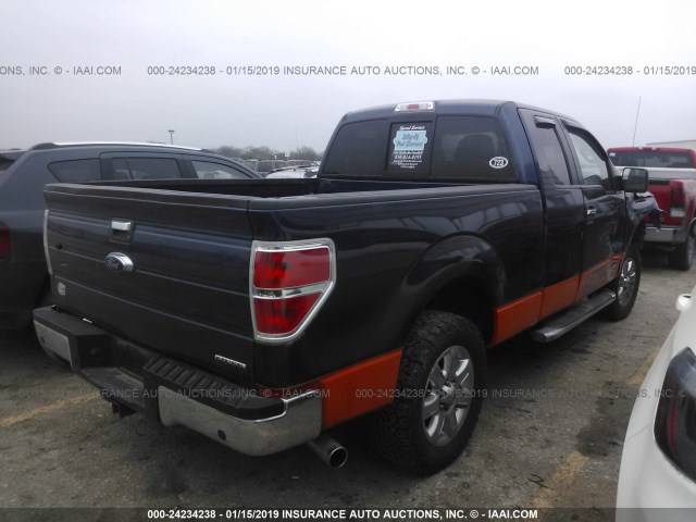 1FTFX1CF1EFB44169 - 2014 FORD F150 SUPER CAB BLUE photo 4