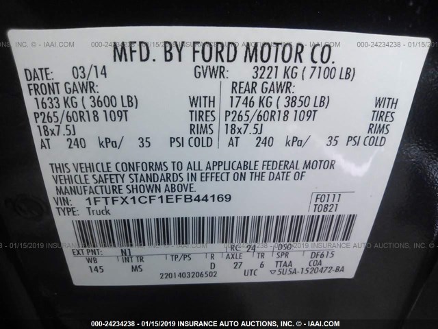 1FTFX1CF1EFB44169 - 2014 FORD F150 SUPER CAB BLUE photo 9