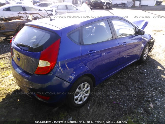 KMHCT5AE5DU079266 - 2013 HYUNDAI ACCENT GLS/GS BLUE photo 4