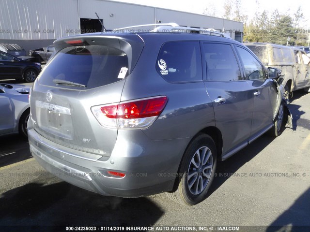 5N1AR2MN5FC620972 - 2015 NISSAN PATHFINDER S/SV/SL/PLATINUM GRAY photo 4