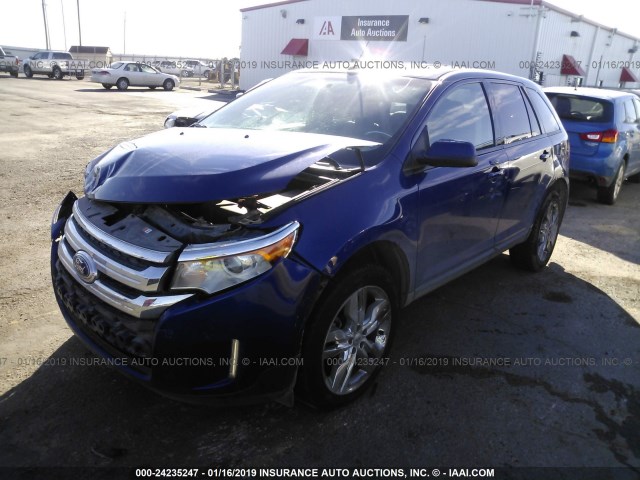 2FMDK3JC6DBA76649 - 2013 FORD EDGE SEL BLUE photo 2