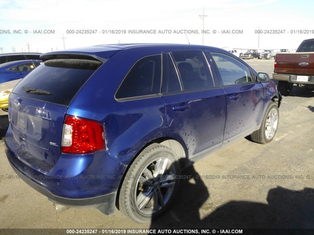 2FMDK3JC6DBA76649 - 2013 FORD EDGE SEL BLUE photo 4