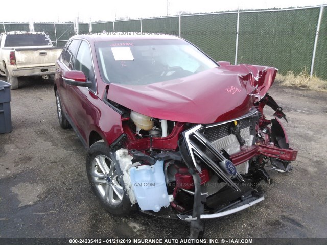 2FMTK4J88FBB96047 - 2015 FORD EDGE SEL MAROON photo 1