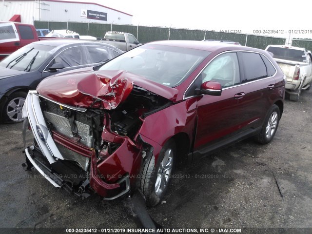 2FMTK4J88FBB96047 - 2015 FORD EDGE SEL MAROON photo 2