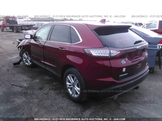 2FMTK4J88FBB96047 - 2015 FORD EDGE SEL MAROON photo 3