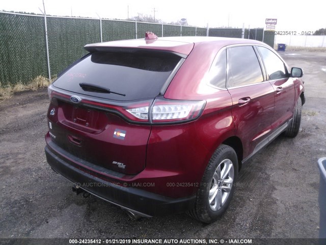 2FMTK4J88FBB96047 - 2015 FORD EDGE SEL MAROON photo 4