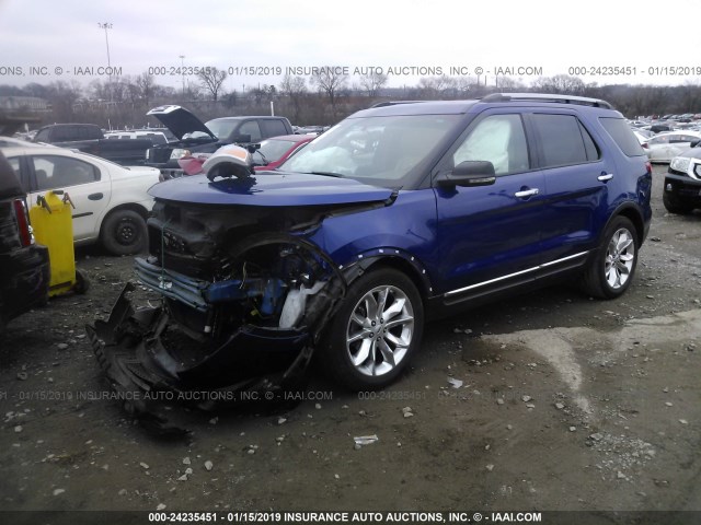 1FM5K7D8XDGA97564 - 2013 FORD EXPLORER XLT BLUE photo 2