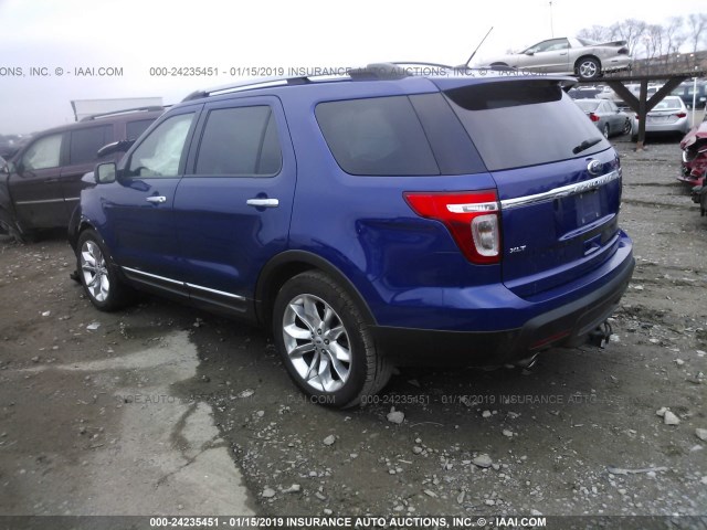 1FM5K7D8XDGA97564 - 2013 FORD EXPLORER XLT BLUE photo 3