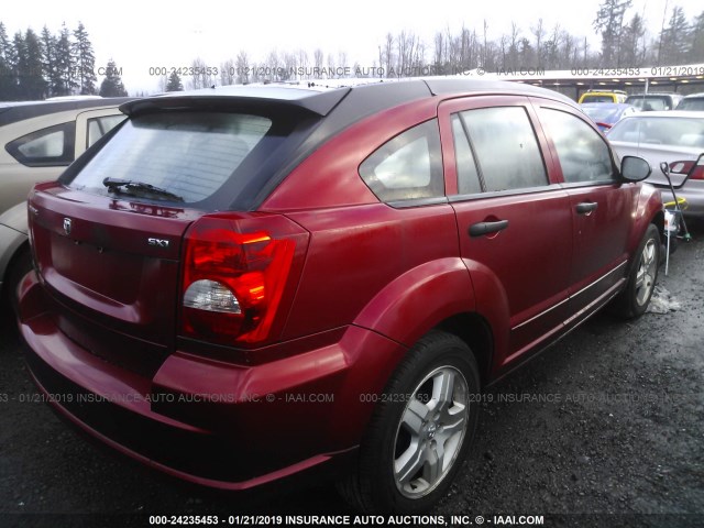 1B3HB48B37D160260 - 2007 DODGE CALIBER SXT RED photo 4