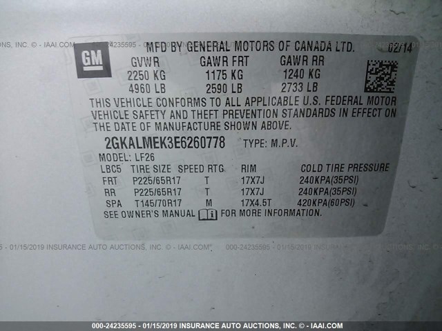 2GKALMEK3E6260778 - 2014 GMC TERRAIN SLE SILVER photo 9